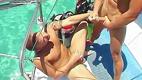 Sexy young blonde gets banged from behind by her husband